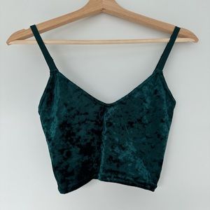Crushed Velvet Green Cami Crop Top